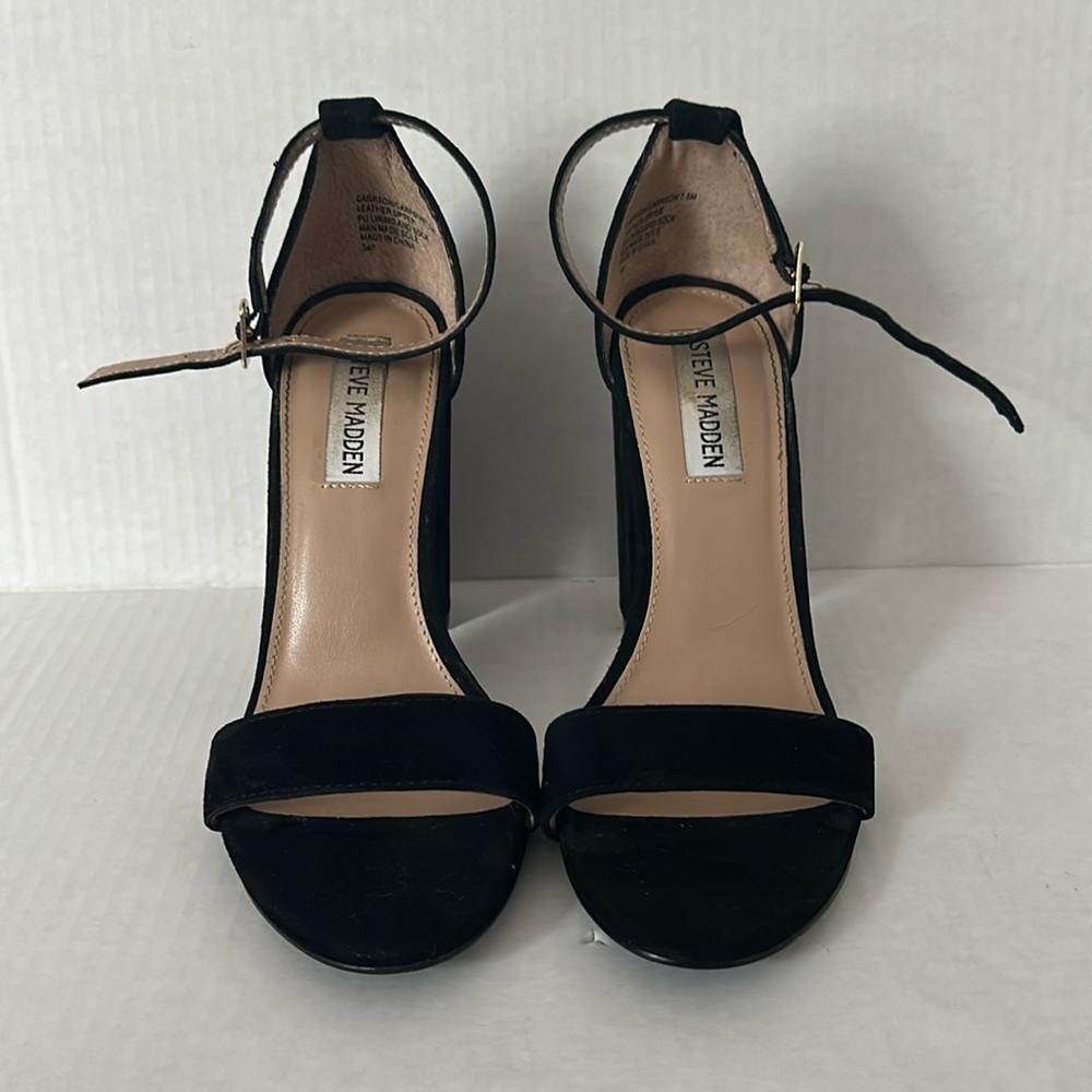 Steve Madden Carrson Black Suede Block Heels